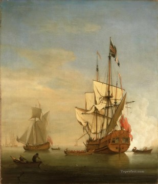 はしけがロイヤルヨットを近くから離れると イギリスの6流船が敬礼をする Oil Paintings